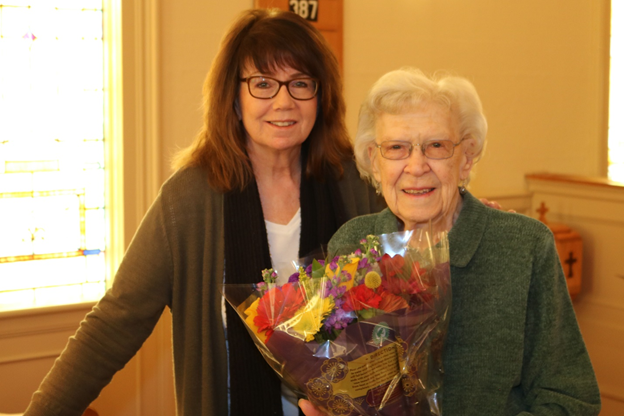 Our choir director, Leah Montroy, honoring longtime choir member Shirley Miller