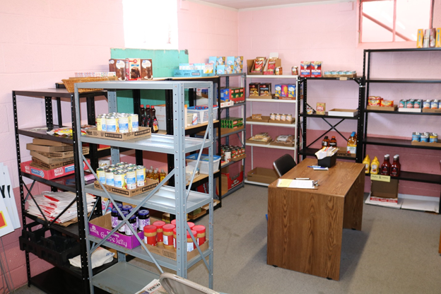Our food pantry ready for another week of helping neighbors in need