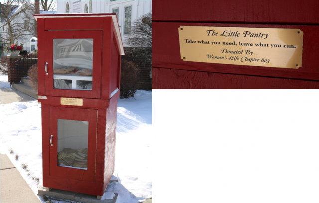 The “Blessing Box” outside our church providing food for those who need it. This resource is part of our Food Pantry that provides food assistance to residents living in the Imlay City School District